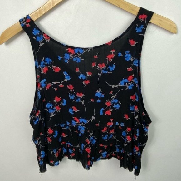 Free People Tiered Floral Crop Top Crinkle Flowy Size XS Tank Boho Y2K Retro 90s - Picture 4 of 7